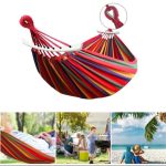 Hamac multicolor dublu din Bumbac cu Bara de Lemn