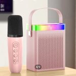 Boxa de karaoke cu microfon wireless, difuzor portabil cu lumina RGB LED
