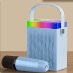 Boxa de karaoke cu microfon wireless, difuzor portabil cu lumina RGB LED