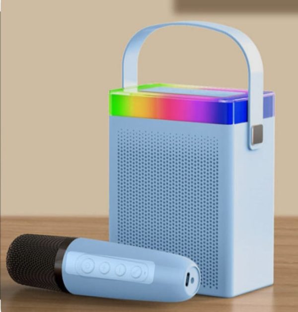 Boxa de karaoke cu microfon wireless, difuzor portabil cu lumina RGB LED