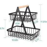 Cos decorativ pentru fructe, Metal, 30 cm, Negru