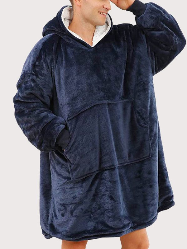 bleumarin6 OFERTA 1+1 Patura tip hanorac cu blana si gluga Bleumarin si cu imprimeu Curcubeu
