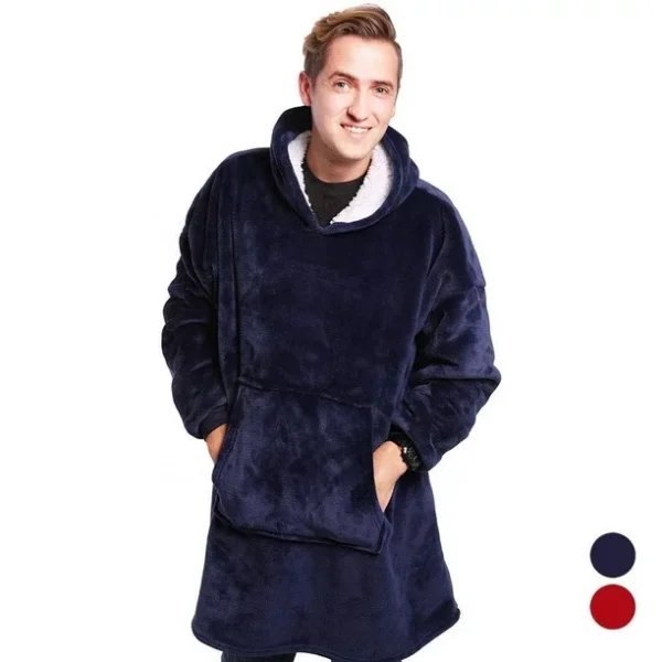 bleumarin8 OFERTA 1+1 Patura tip hanorac cu blana si gluga Bleumarin si cu imprimeu Curcubeu