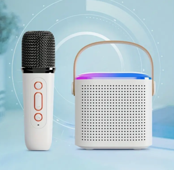 Boxa de karaoke cu microfon wireless, difuzor portabil cu lumina RGB LED