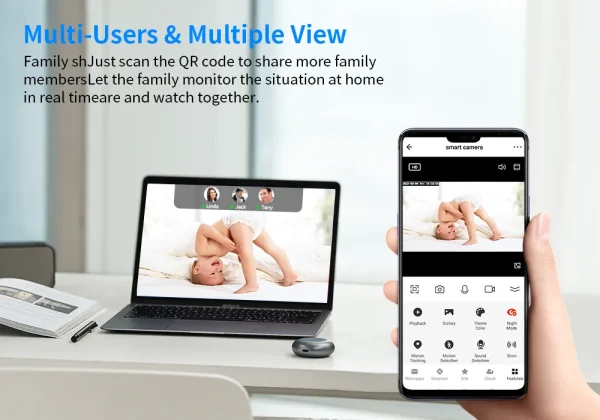 Set 1+1 Camera Smart Bebe, W-IFI, HD, cu Senzor de Miscare si Aplicatie Telefon, Jortan