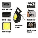 Set 1+1 Breloc mini proiector, desfacator de sticle, prindere carabina, magnetica, acumulator, 800lm, negru