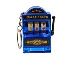 Breloc slot machine, interactiv, maneta functionala, Albastru 6 cm x 4 cm,