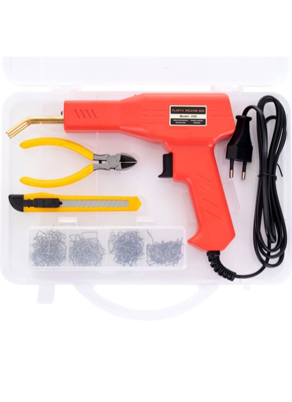 Set aparat Profesional pentru lipit / sudat plastic, 50W, 200 capse si Geanta transport