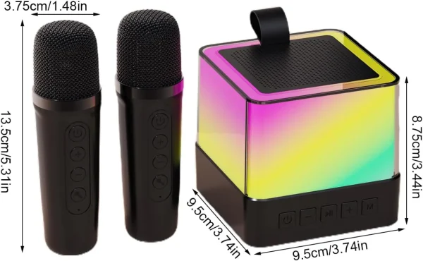 K47 Difuzor Karaoke cu 2 microfoane wireless, bluetooth 5.3