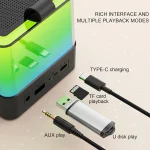 Difuzor Karaoke cu 2 microfoane wireless, bluetooth 5.3 6 Difuzor Karaoke cu 2 microfoane wireless, bluetooth 5.3