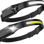 Set 2 Lanterne de cap cu Acumulator, Frontala, Unghi larg de iluminare, Led Puternic si Senzor Miscare, Waterproof