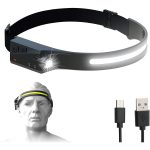 Set 2 Lanterne de cap cu Acumulator, Frontala, Unghi larg de iluminare, Led Puternic si Senzor Miscare, Waterproof