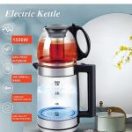 Incalzitor de apa cu ceainic, din sticla, electric, putere 1500W, functie de pastrare a temperaturii, negru/argintiu