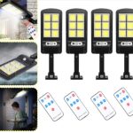 Set 4 x Lampa solara cu 6 celule, LED-uri COB si telecomanda