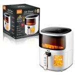 Friteuza Digitala - Air Fryer RAF - 6L, Control Tactil, cu functie AirCrisp si Auto-Oprire, 1500W Alb
