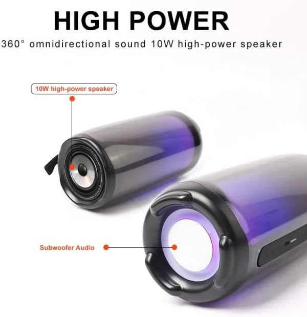 boxaa Boxa portabila Wireless Bluetooth, rezistenta la apa IPX7, Subwoofer, sunet Stereo cu lumini LED, alb