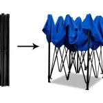 Cort Pavilion 3x3m Albastru Pliabil Cadru Metal pentru Curte, Gradina, Evenimente