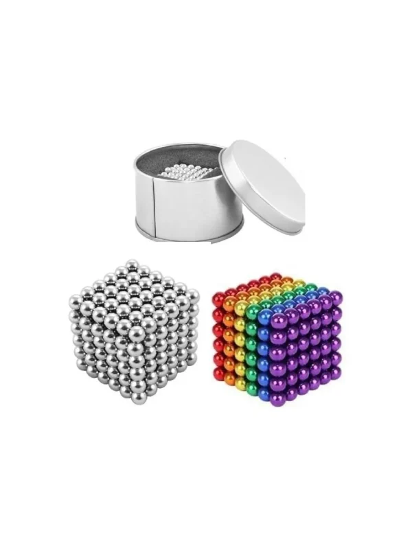 set-bile-magnetice-neocube-multicolore-argintii-5-mm-432-piese Set Bile Magnetice Neocube, Multicolore + Argintii, 5 mm, 432 piese