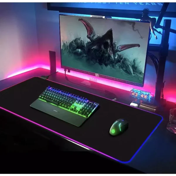 Mouse Pad gaming cu iluminare RGB Led 80 x 30 negru