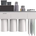 Organizator cu suport 3 pahare magnetice si 6 periute de dinti