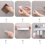 Organizator cu suport 3 pahare magnetice si 6 periute de dinti