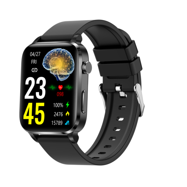 Ceas smartwatch 1.7 inchi Tensiune arteriala, Oxigenul din sange, Ritm cardiac, Multiple moduri Sportive, Negru