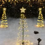 Decoratiune solara Brad cu stea, 85cm, alb cald