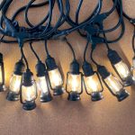 Ghirlanda Luminoasa, Felinar, 10M cu 10 Becuri, Interconectabile, Cablu Negru, Lumina Calda